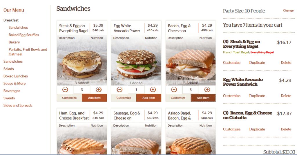Panera Bread - Online Catering Ordering